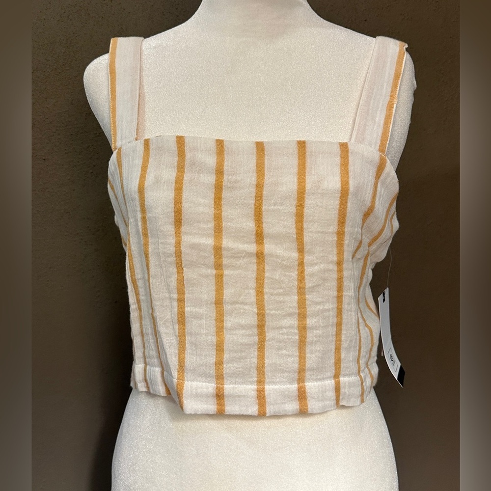 Rip Curl premium surf top striped cropped top, XS, NWT, gathered back
